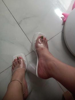 Product Review of (lùi size chân gầy)Dép Guốc nữ 12p -cao gót mũi vuông quay ngang trong mềm đúp trước 3cm. from H**g L** 2