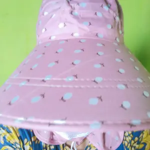 LO Topi Visor Lipat Wanita Anti UV Lebar / Topi Cadar Penutup Wajah / Topi Pantai Cadar Lebar