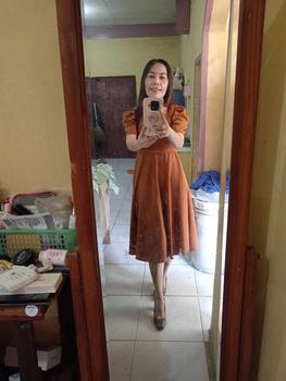 Product Review of HXF womens cloting plain dress soft crepe with tie for women casual and formal dress Womenswear Puff Sleeve from e**️ 1