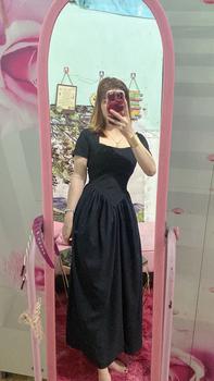 Product Review of TT108 Váy cổ vuông phối thô cộc tay vạt v váy xinh dễ thương Đầm Nữ Dress Women Kem Voan from C** P**g 1