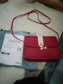 Product Review of Contrast Women Shoulder Bag Simple Pearl Pendant Luxury Designer Handbag Messenger Bag Small Square Crossbody Mobile Phone Purse from l**h 3