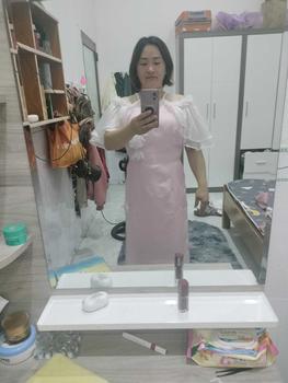 Product Review of S783 ÁO DÀI THIẾT KẾ BIGSIZE KIỂU LÔNG VŨ + QUẦN (TÁO ĐỎ BIGSIZE 55-90KG) from H** U**n 0