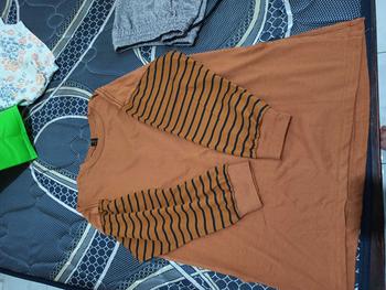 Product Review of QR PROJECT ID - KAOS POLOS OVERSIZE LENGAN PANJANG STRIPE SALUR WITH SLIT from D**1 2