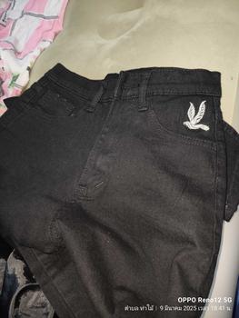 Product Review of มีไซส์ใหญ่ กางเกงยีนส์ ทรงเดฟยืด สีดำ ปักนกกระเป๋าหน้า jeans 156 from Y**🧸 1