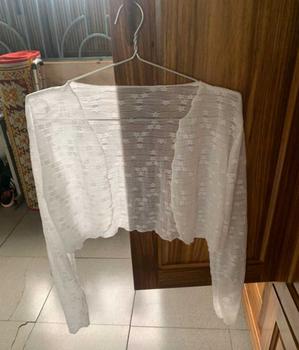 Product Review of Áo khoác cardigan croptop dài tay nữ vải len lưới hoa xuyên thấu khoác áo kiểu đầm hở sang chảnh G649 Nhung Women Ren Viền Ren Màu Đen Voi from H** T** 2
