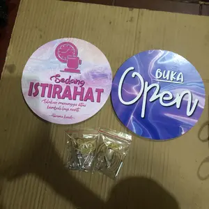 DecorArt - Papan Gantung Bolak Balik Buka Tutup Toko Open Close Sign Bentuk Bulat (Kode: BOLAT)