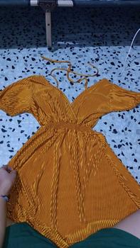 Product Review of BeAstar-Kamille Pleated Smocked Midi Dress With Puff Sleeves from O**e M**H 3