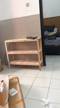 Product Review of Wooden Shelf 80 cm Rak Kayu Rak Sepatu Rak Susun Serbaguna from V**! 0