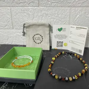 Kalung Amber CUSTOM NAMA untuk Bayi - Balita - Anak. Motif 1 - Motif 16 baltic  amber