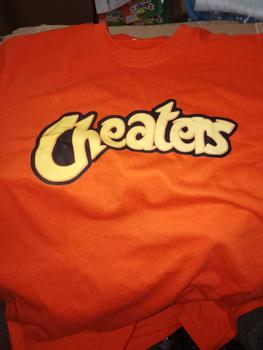 Product Review of Cheaters Spoof Logo Cotton Streetwear DTF Graphic Shirt Front Print (Unisex For Men And Women) from "**" 0