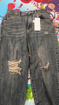 Product Review of YURI JEANS - (Vải QCCao Cấp) Quần Jeans Baggy Màu Dơ Bụi Rách Gối Chất Mền Mịn Dài94cm Nữ Pants from H**) 0