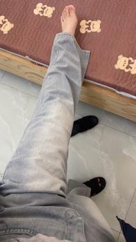 Product Review of Quần jeans nữ Ống suông Vải Qc phối thêu thỏ màu xanh nhạt basic (S-2XL) Q1339 dài 105cm Women from M** T** 0