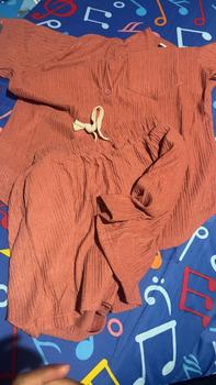 Product Review of ชุดเซ็ทผู้หญิง  เสื้อคอปก กระดุมหน้า แขนสั้น กางเกงขาสั้น  ผ้าย่นลายเปลือกไม้ เนื้อผ้านิ่ม 4411# from Ǐ**9 1
