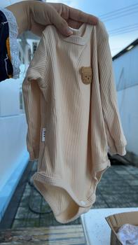 Product Review of [Kèm mũ] Bodysuit dài tay cho bé Đính Gấu, body dài tay cho bé gái bé trai chất Tăm gân mẫu quần áo sơ sinh 0-12M Jumpsuit Kem from M** 0