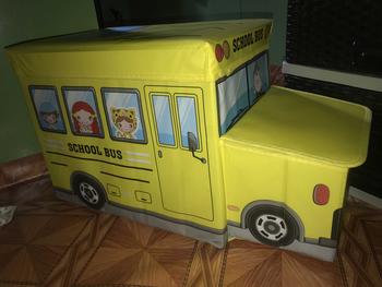 Product Review of Storage Box Chair Kids Stool Ottoman Foldable Storage Box Storage Bus Children Car Cartoon Pattern Toys Organizer Box Large Capacity Can Be Superimposed Home Clothing Storage Box from G**a 0