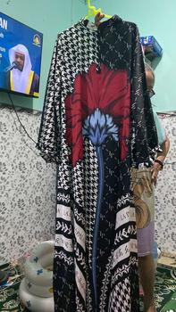 Product Review of Jeine Series (free scarf) silk digital printing Sutra by La palamba Gamis Karet Muslim Satin Pesta Dress from m**s 0