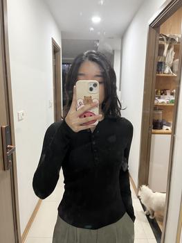 Product Review of Áo thun dài tay xẻ cúc chất thun gân Hàn dày mịn co giãn lót cotton Coolme Nữ Top from G**o 2