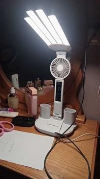 Product Review of Giao Hàng Địa Phương) Đèn Học Để Bàn Bảo Vệ Mắt Cao Cấp, Có quạt Có màn hình LCD hiển thị nhiệt độ, giờ, ngày, 3 chế độ màu và điều chỉnh độ sáng đèn đọc sách đầu giường from T**i 0