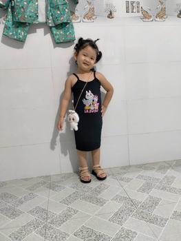 Product Review of Đầm body in hình LABUBU,kèm gấu có xích đeo cho bé gái có size từ (7/26kg) Thun from a** t** 0