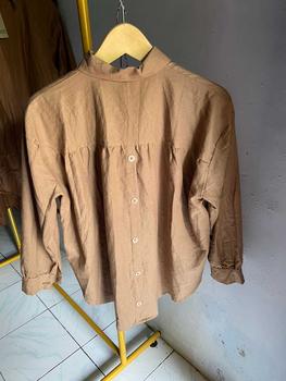 Product Review of Kemeja Rika Kancing Belakang Linen Rami Original Baju Panjang Top Variasi Wanita Atasan Oversize Basic Outer from a**w 0