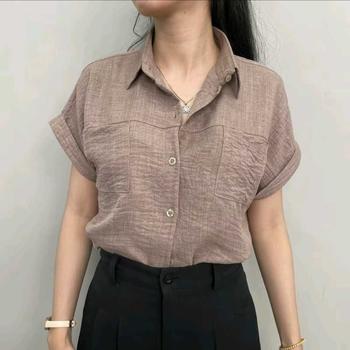 Product Review of Áo Sơ Mi Nữ Tay Hến Phom rộng Chất Đũi Jean 2 Túi, AMI69 from N**n 0