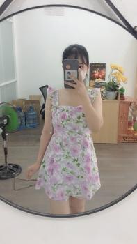 Product Review of Set đầm ngắn cánh tiên cột nơ, có mút. Dáng trên gối (kèm quần) from H**4 0