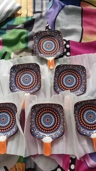 Product Review of Moroccan Ceramic Tabletware 6pcs One Set Sacuers Seasoning Dish Plate With Handle With Gift Box from J**e M**g 0