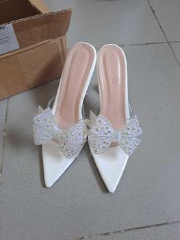 Product Review of Guốc quai trong nơ đá mã H179, dép cao gót nữ quai mika mềm đính nơ BẢY MÀU dé p from P**g T**o 0