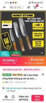 Product Review of Bộ 3 dao thép trắng Nhật không gỉ sét vệ sinh, sắc bén, tiện lợi vân gỗ sang trọng Đa Sỹ - HOKIT67 from M** D**g 0