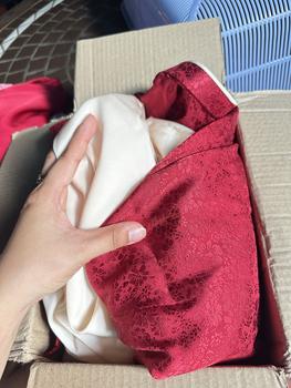Product Review of Áo dài truyền thống nữ Hạ Kì [Cam House] chất liệu lụa gấm tà dáng rộng thiết kế tay lỡ cổ lệch đính nơ họa tiết hoa in nổi cao cấp from T** N** N**n t**9 1