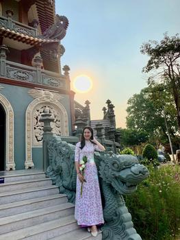 Product Review of Áo dài hoa nhí tím lụa Nhật in 6D _ Mã P64 from H**️ 0