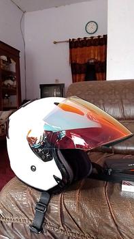 Product Review of KYT Galaxy Flat R Solid White I Flat Visor Iridium I Spoiler - Helm Half Face Motorcycle from w**r 0