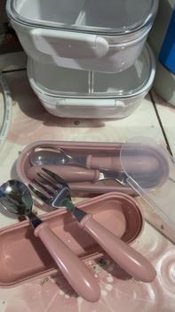 Product Review of Baby Plain Stainless Spoon and Fork Set with Case Training Spoon for Toddlers from z**e 0