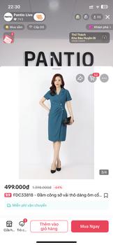 Product Review of FDC33818 - Đầm công sở vải thô dáng ôm cổ V chồng thân xếp nhún đính cúc tạo kiểu khóa thân sau - PANTIO from H**g H**3 0