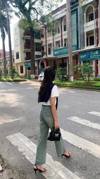 Product Review of Quần Jean Nữ Ống Suông Cạp Cao Dáng Dài, Quần Bò Nữ Ống Rộng Lưng Cao Chất Jean Demin from M**h K** 0