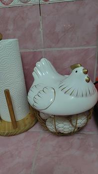 Product Review of [Hold About 25 Eggs] Metal Wire Egg Basket With Ceramic Farm Chicken Cover Fruit Basket Egg Holder Decorative Kitchen Storage Baskets Perfect For Fruit, Vegetables, Snacks, Household Items, And Much More Organiser from s**? 0