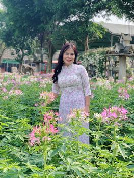 Product Review of Áo dài hoa nhí tím lụa Nhật in 6D _ Mã P64 from Y** L**6 1