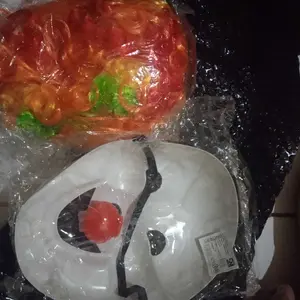 Topeng Badut Lucu Hidung Merah Plus Rambut Kribo Warna Warni