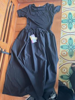 Product Review of TT108 Váy cổ vuông phối thô cộc tay vạt v váy xinh dễ thương Đầm Nữ Dress Women Kem Voan from S**p B** T** 0