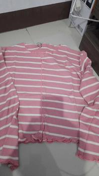 Product Review of Cardigan Salur crop Korean Style Knit Waffle / Cardigan Stripe Wanita Terbaru Knitwear korea from j**🦋 1