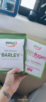 Product Review of Live (Buy1 Take1) WeeKit7 Organic Barley plus Supermate Pure Cocollagen 3 in 1 Collagen Powder Drink 1 pack 7 sanchet Dietary Nutritious Drinking from R**d A**n 2