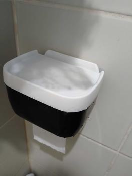 Product Review of Toilet Roll Paper Holder With Cover, Wall Mounted Tissue Dispenser Container, Waterproof Bathroom Hanging Tissue Storage Rack Kitchen Bathroom Bracket Storage Box from a**0 0