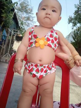 Product Review of (S182) Sét bikini hoạ tiết dâu tây đỏ+dứa vàng dễ thương cho bé gái 5-18kg from B** Y** 0