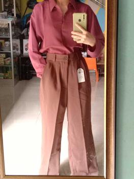 Product Review of SIVALI Minji Shirt | Basic Loose Office Shirt - Kemeja Wanita Kantor Atasan Baju Anti Kusut Panjang Tebal Polyester Silk Formal Oversize Formal Oversize Kerja Hitam Casual from R**_ 0