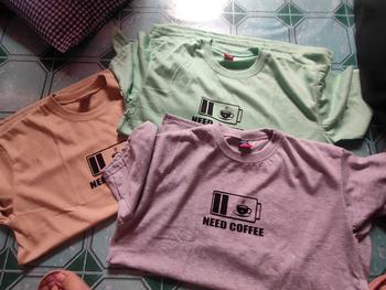 Product Review of Need coffee T-shirt Aesthetic minimalist Statement shirt Tees unisex Fabric Menswear Top Cotton Lingerie Streetwear Crewneck Round Neck Casual Tropical Short Sleeve Yellow from R**9 2