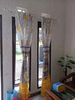 Product Review of Gorden Pintu Murah Hordeng Jendela Panjang untuk Ruang Tamu atau Kamar Tidur model Smokring 12 Ring Warna Gold Kuning Kain Katun from B**y Q**n 1
