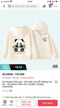 Product Review of Áo Hoodie khóa zip - hình gấu trúc dễ thương cho bé - vải Cotton mềm mịn, có giãn, thoáng mát(mã10) from M**h 0