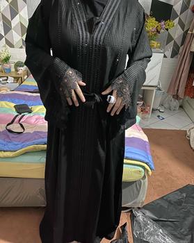 Product Review of Abaya Hitam Turkey Gamis Syari Muslimah Embos Hitam Kombinasi Renda Dress Arab Saudi Mata Hitam 951 from K**2 0