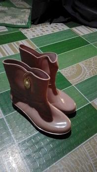 Product Review of Fashion Rain Shoes Women's Anti slip and Wear Resistant High Tube Rubber Shoes Rabbit Beige from F**y P**o B**i 0
