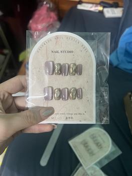 Product Review of NO.5 Móng tay giả kim cương lấp lánh ngắn nailbox from p**y 0